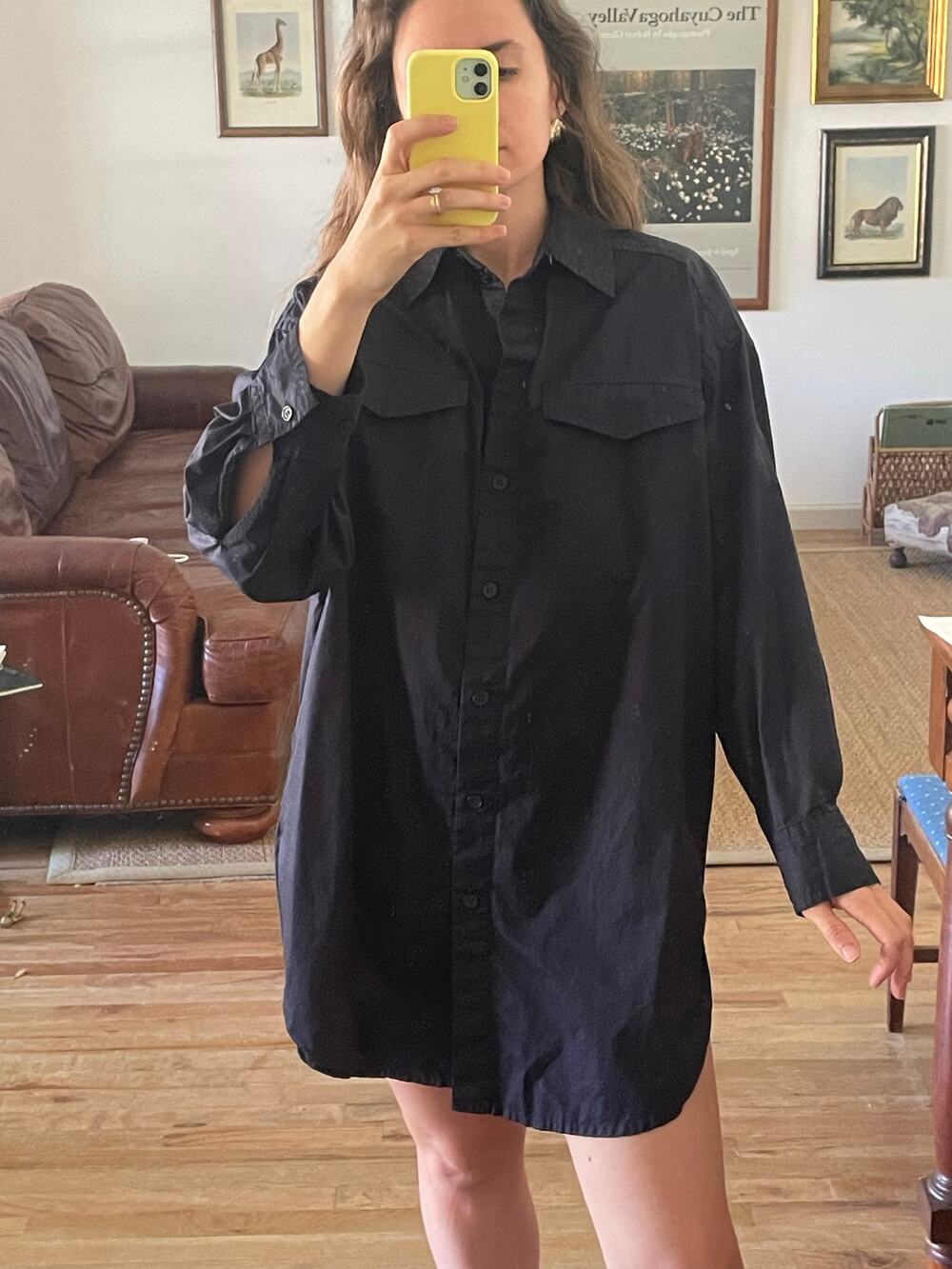 & Other Stories Navy Cotton Poplin Shirt Dress Oversize Size 2